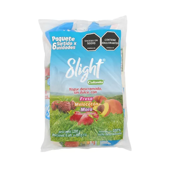 PQTE. YOGUR SLIGHT BOLSA SURTIDO 190MLX6