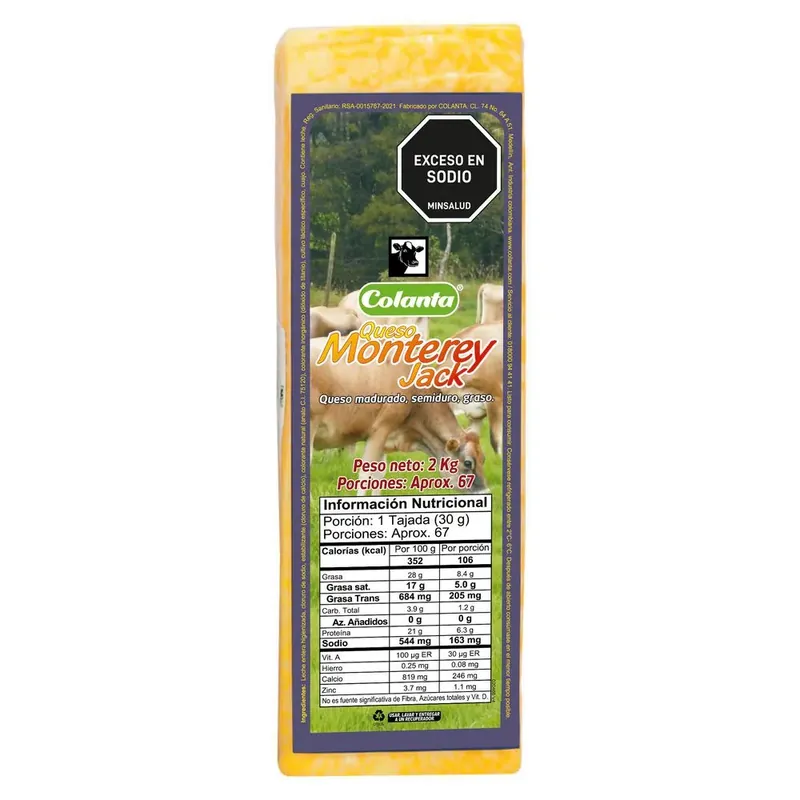 QUESO MONTEREY JACK COLANTA BQUE +/- 2KG