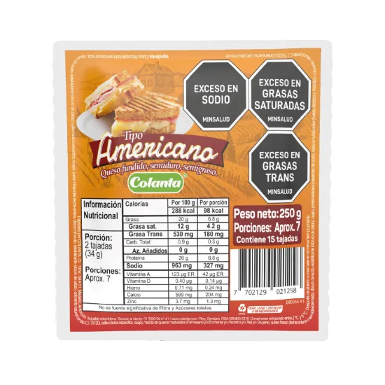 QUESO FUNDIDO AMERICANO TAJADO 250G