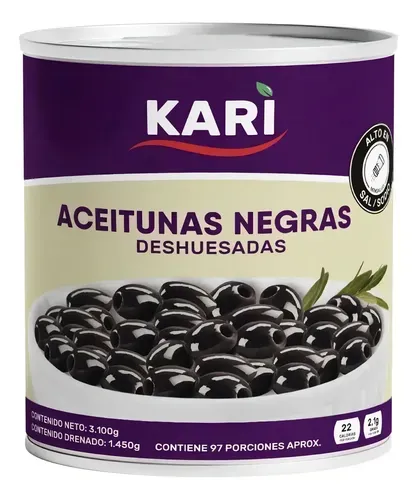 ACEITUNA NEGRA DESHUESADA KARI 3100GR